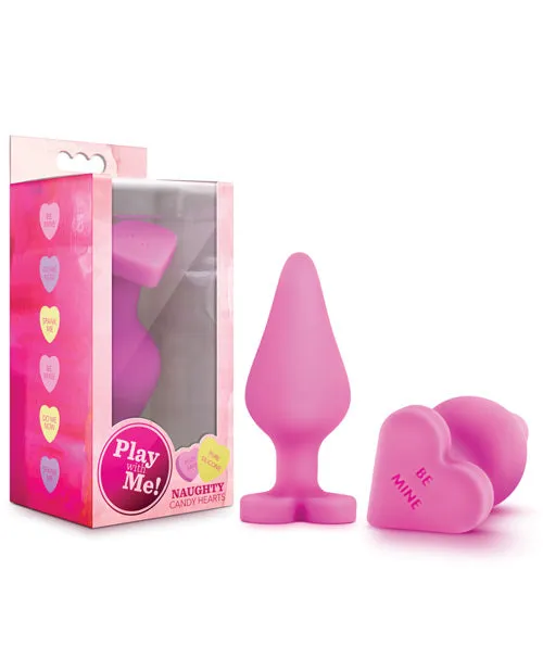 Play with Me Naughty Candy Heart Be Mine Silicone Butt Plug Pink Play With Me By Blush Anal