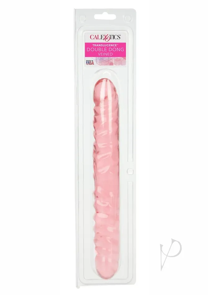 Playful Dongs Dildos Translucence Veined Double Dildo 12in Pink