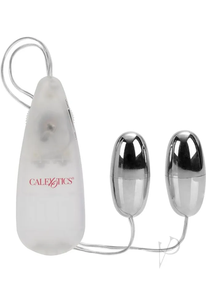 Pocket Exotics Pocket Exotics Vibrating Double Silver Bullets with Wired Remote Control Silver Female Sex Toys Pocket Exotics Pocket Exotics Vibrating Double Silver Bullets with Wired Remote Control Silver Female Sex Toys