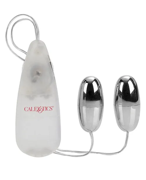 Pocket Exotics Pocket Exotics Vibrating Double Silver Bullets with Wired Remote Control Silver Female Sex Toys Pocket Exotics Pocket Exotics Vibrating Double Silver Bullets with Wired Remote Control Silver Female Sex Toys
