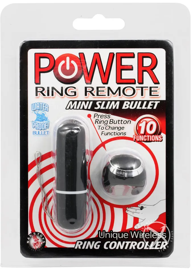 Power Mini Slim Bullet with Remote Ring Black Power Female Sex Toys