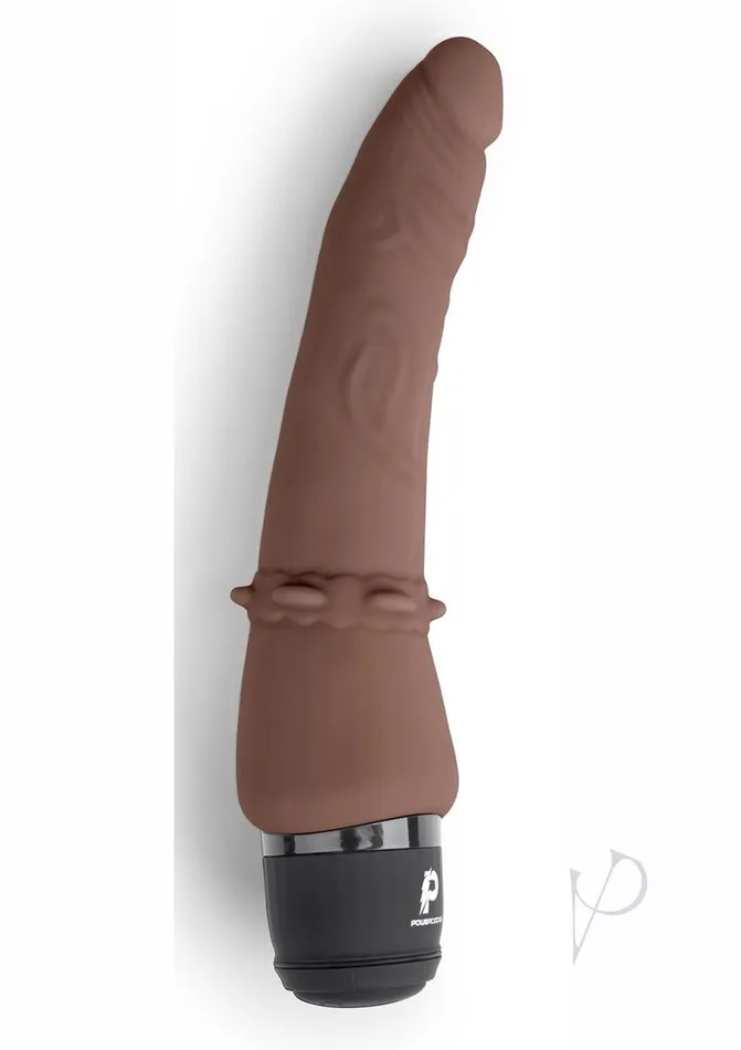 Powercocks Silicone Rechargeable Slim Anal Realistic Vibrator 7in Chocolate Powercocks Female Sex Toys