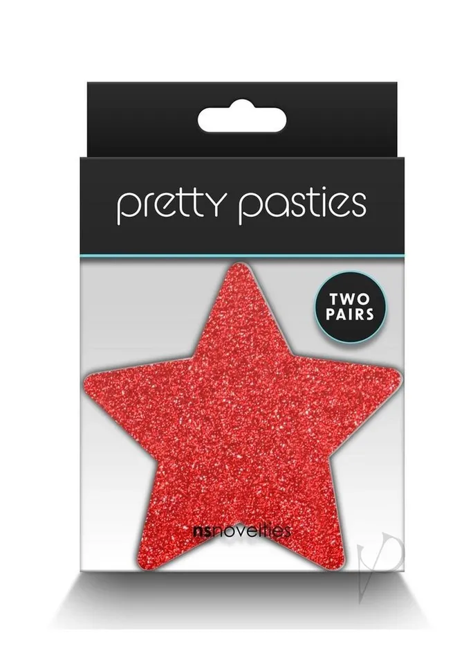 Pretty Pasties Vibrators Pretty Pasties Glitter Stars RedSilver