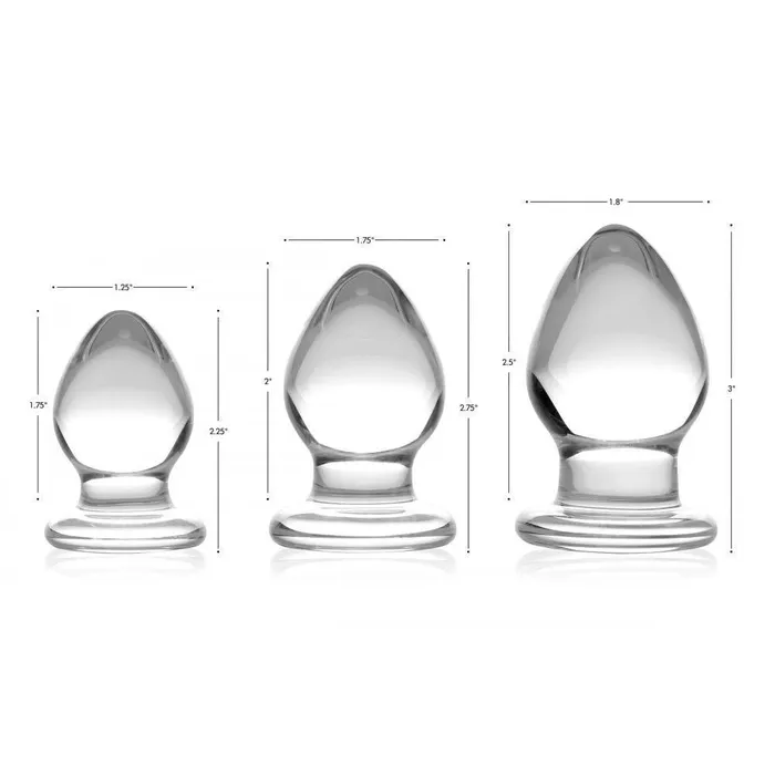 Prisms Erotic Glass Male Sex Toys 3 Piece Glass Anal Plug Kit