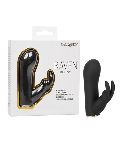 Raven Raven Bunny Rechargeable Silicone Rabbit Vibrator Black Female Sex Toys