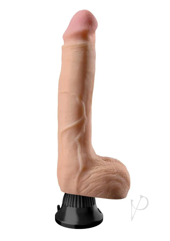Real Feel Deluxe No 7 Wallbanger Vibrating Dildo with Balls 9in Vanilla Real Feel Deluxe Dildos