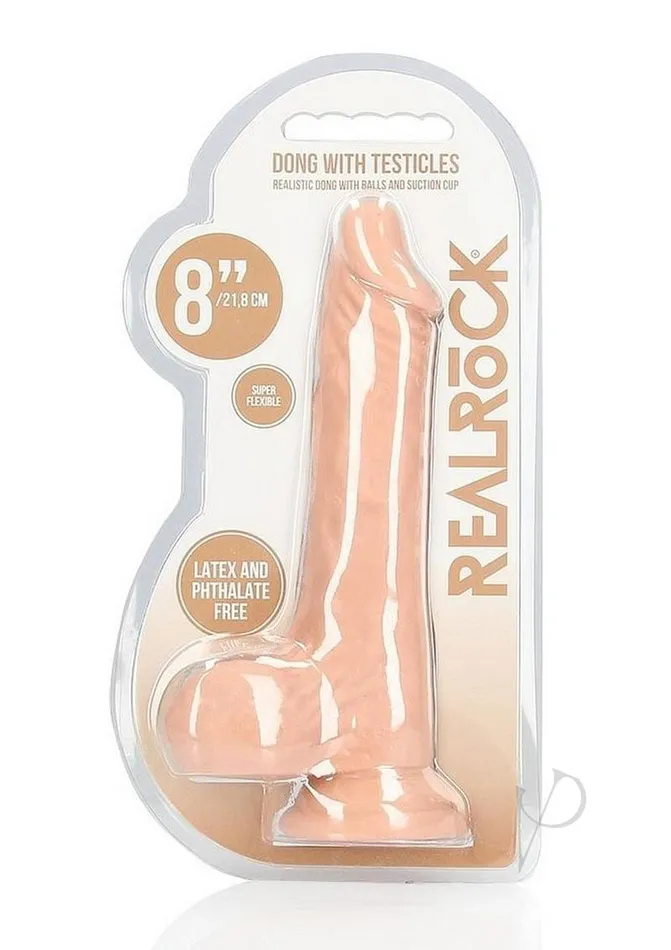 Real Rock Female Sex Toys RealRock Skin Realistic Dildo with Balls 8in Vanilla Real Rock Female Sex Toys RealRock Skin Realistic Dildo with Balls 8in Vanilla