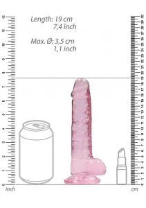 Realistic Dildo W Balls Clear Pink SimpleeDiscreet Dildos