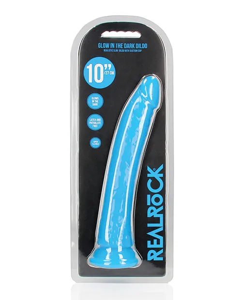 Realrock Dildos Shots RealRock 10 Slim Dildo Glow in the Dark Neon Blue