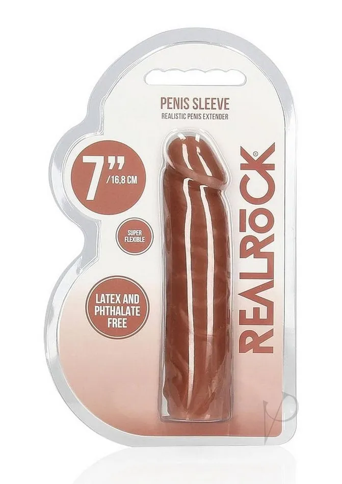 RealRock Skin Penis Extender 7in Caramel Real Rock Female Sex Toys