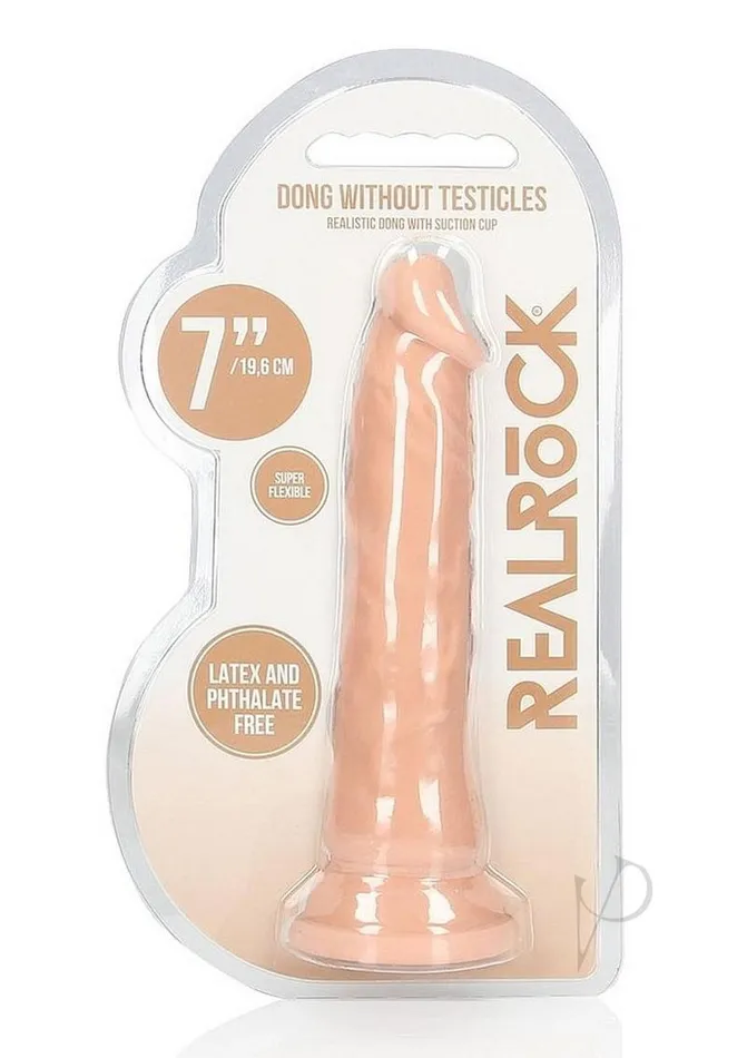 RealRock Skin Realistic Dildo 7in Vanilla Real Rock Female Sex Toys