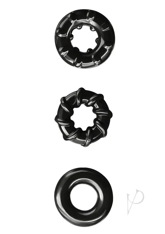 Renegade Renegade Dyno Rings Super Stretchable Cock Rings Set of 3 Black Anal
