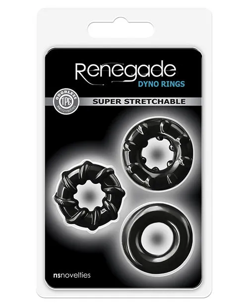 Renegade Renegade Dyno Rings Super Stretchable Cock Rings Set of 3 Black Anal