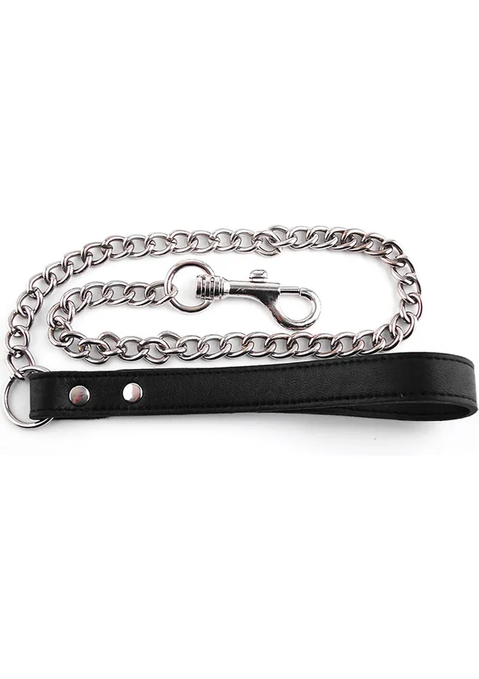 Restraints Rouge Rouge Leather Lead Chain Black