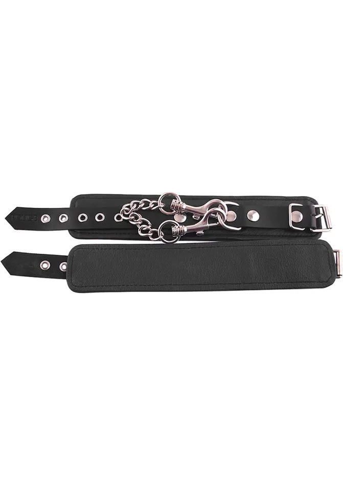 Restraints Rouge Rouge Plain Leather Adjustable Wrist Cuffs Black