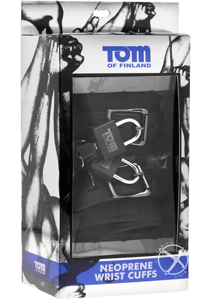 Restraints Tom Of Finland Tom Of Finland Neoprene Wrist Cuffs with Locks Black