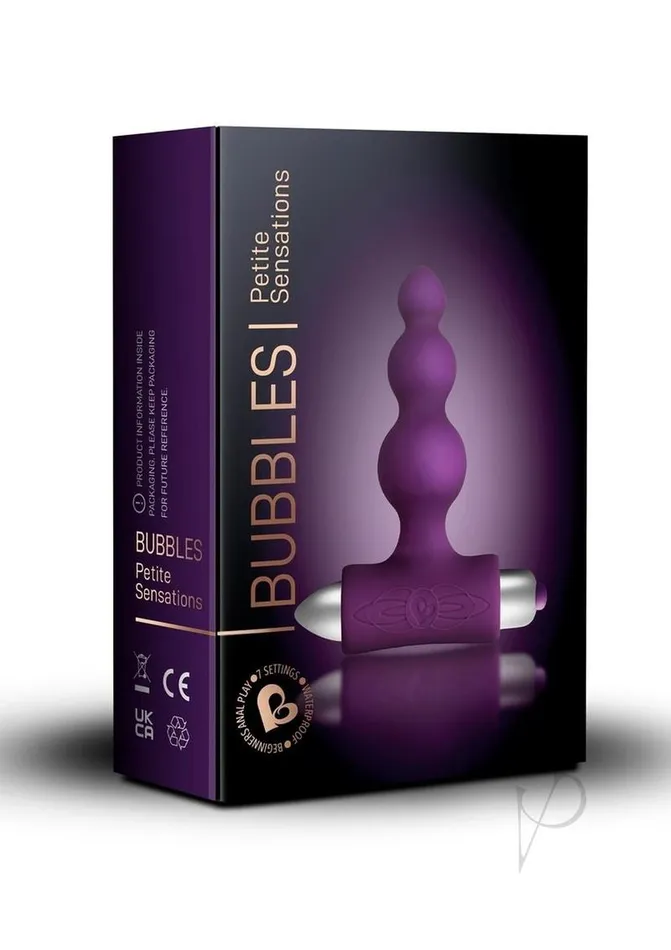 Rocks Off Petite Sensations Bubbles Silicone Vibrating Butt Plug Purple Anal