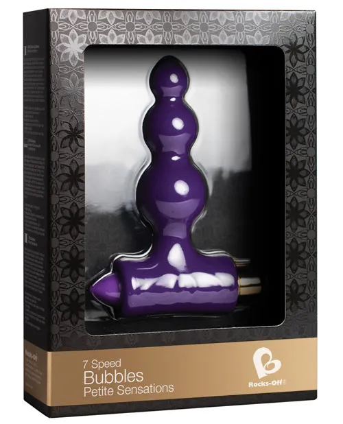 Rocks Off Petite Sensations Bubbles Silicone Vibrating Butt Plug Purple Anal