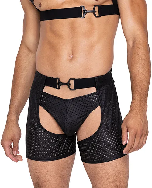 Roma Confidential Anal Master Chaps wHook Ring Closure Rear Cut Out Black XL Roma Confidential Anal Master Chaps wHook Ring Closure Rear Cut Out Black XL