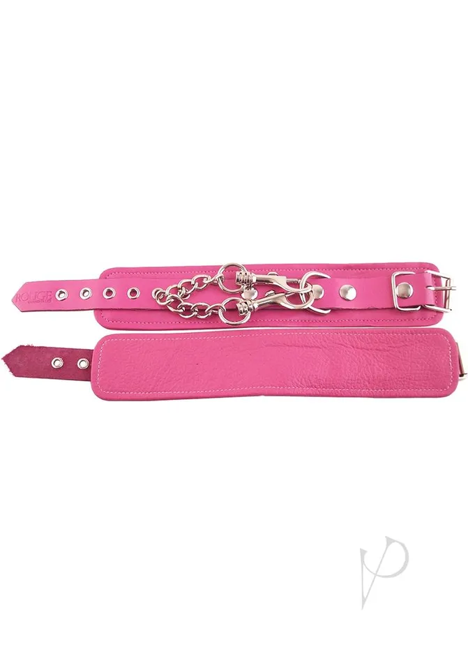 Rouge Plain Leather Adjustable Wrist Cuffs Pink Rouge Restraints