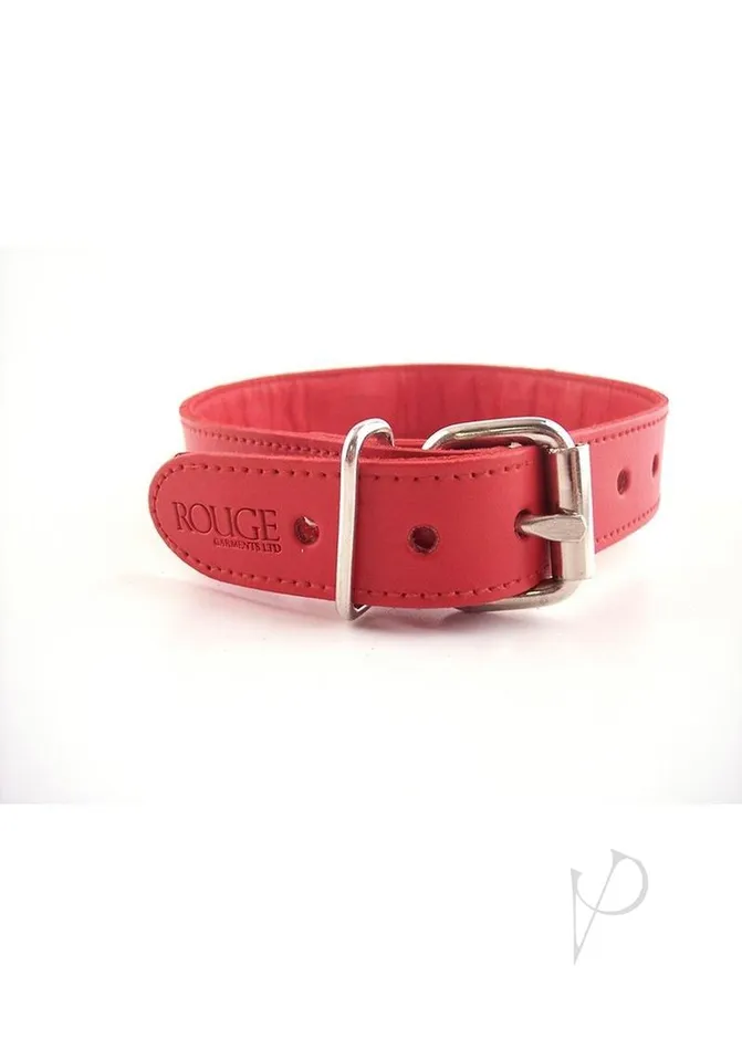 Rouge Restraints Rouge O Ring Studded Adjustable Leather Collar Red Rouge Restraints Rouge O Ring Studded Adjustable Leather Collar Red