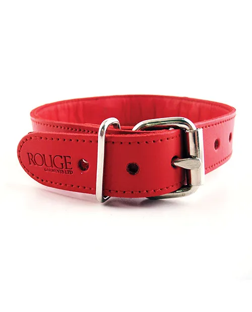 Rouge Restraints Rouge O Ring Studded Adjustable Leather Collar Red Rouge Restraints Rouge O Ring Studded Adjustable Leather Collar Red