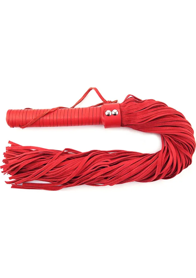 Rouge Restraints Rouge Suede Flogger with Leather Handle Red