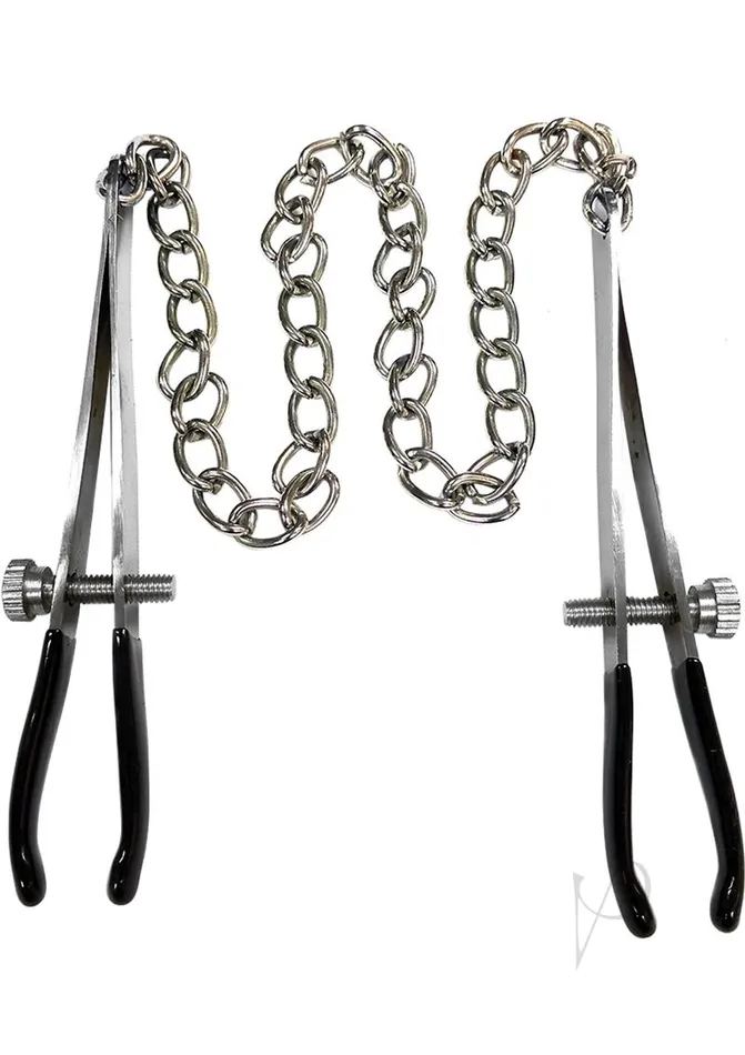 Rouge Rouge Adjustable Stainless Steel Tweezer Nipple Chain Silver Dildos