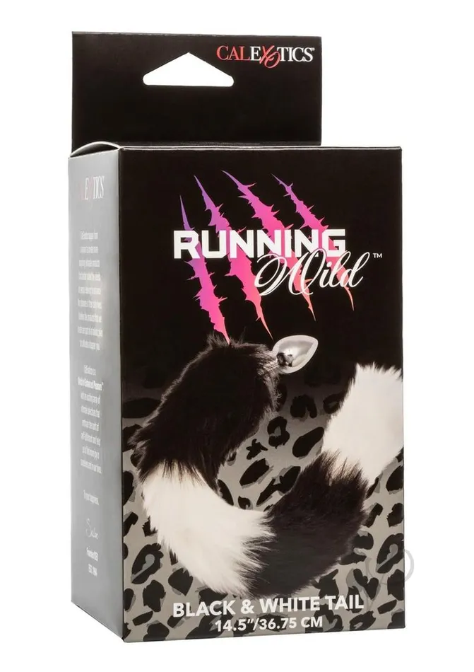 Running Wild Black and White Tail Faux Fur Tail and Metallic Anal Plug BlackWhite Running Wild Anal Running Wild Black and White Tail Faux Fur Tail and Metallic Anal Plug BlackWhite Running Wild Anal
