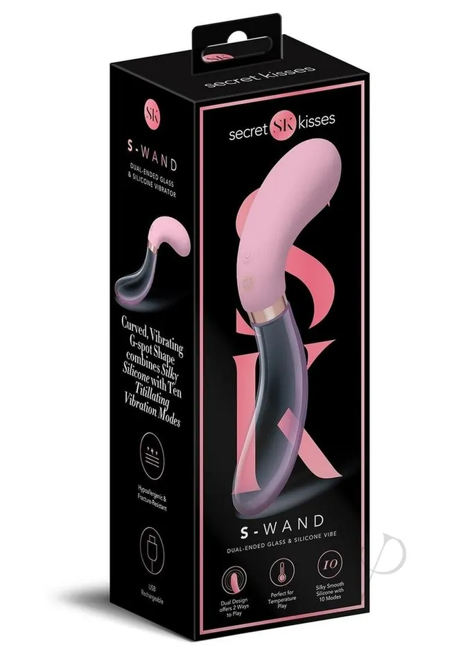 Secret Kisses Vibrators Secret Kisses Glass S Shape Rechargeable Silicone Dual End Vibrator PinkClear Secret Kisses Vibrators Secret Kisses Glass S Shape Rechargeable Silicone Dual End Vibrator PinkClear