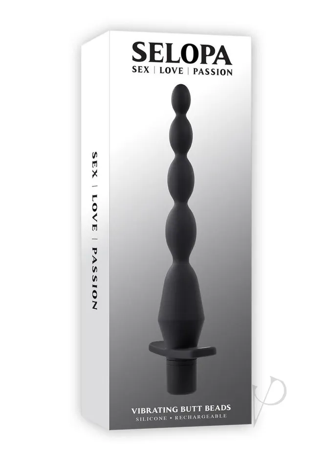 Selopa Vibrating Rechargeable Silicone Butt Beads Black Selopa Anal