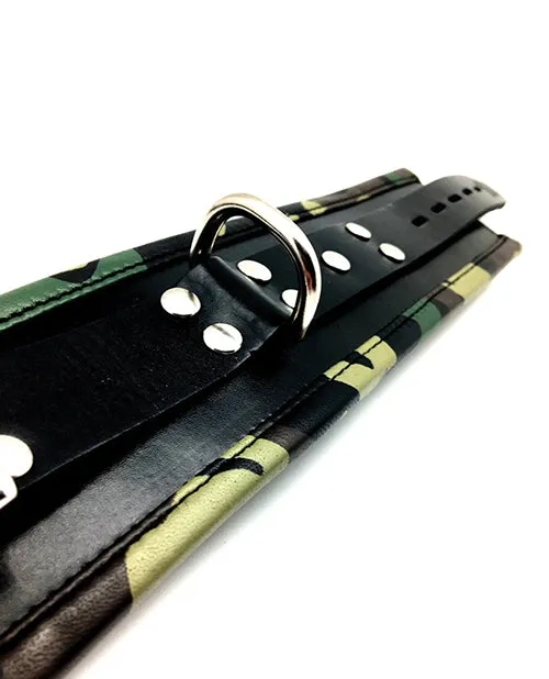 Sensual Sin Restraints Sensual Sin Leather Padded Wrist Cuffs Camo Piping Sensual Sin Restraints Sensual Sin Leather Padded Wrist Cuffs Camo Piping