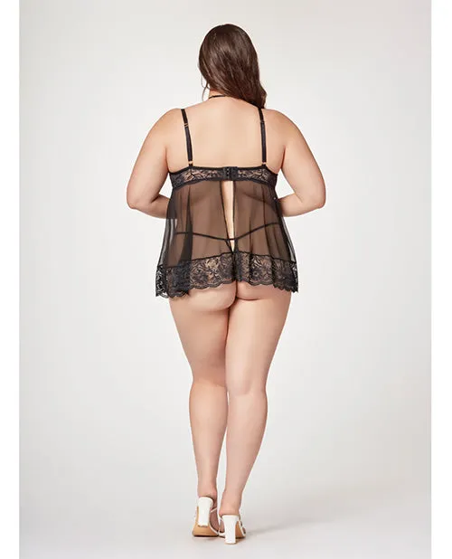 Seven Til Midnight Anal Satin Lace Halter Demi Cup Babydoll Thong BlackWine 1X2X Seven Til Midnight Anal Satin Lace Halter Demi Cup Babydoll Thong BlackWine 1X2X