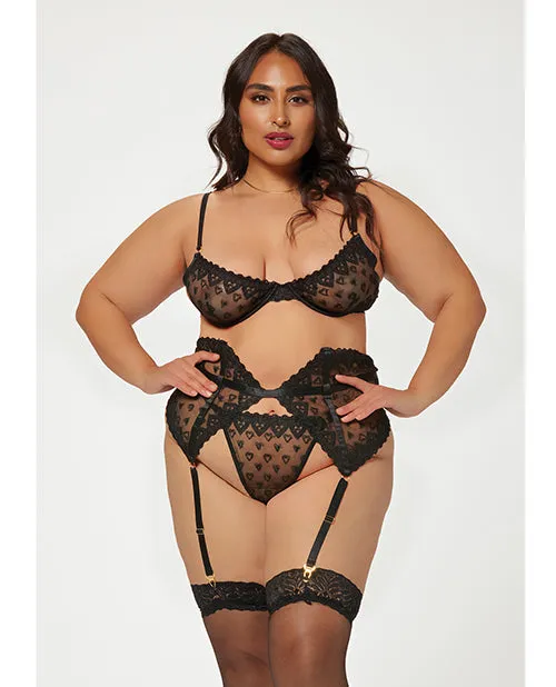 Seven Til Midnight Valentines Heart Embroidered Mesh Bra Waspie Panty Black 1X2X Anal Seven Til Midnight Valentines Heart Embroidered Mesh Bra Waspie Panty Black 1X2X Anal