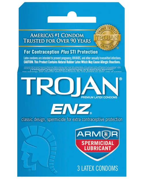 Sexual Health Wellbeing Trojan Trojan Enz Condom with Spermicidal Lubricant 3 pack Sexual Health Wellbeing Trojan Trojan Enz Condom with Spermicidal Lubricant 3 pack