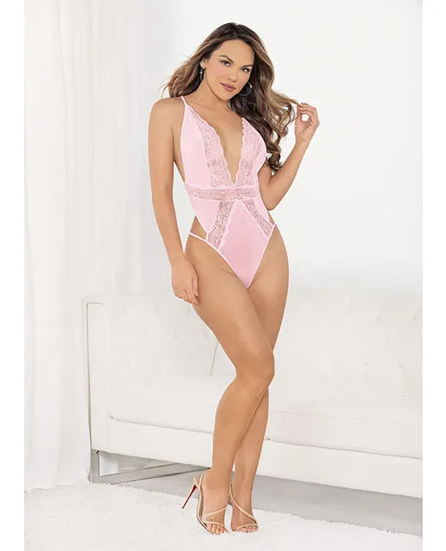 Sexy Lace Deep V Teddy wBow Pink LG Escante Vibrators