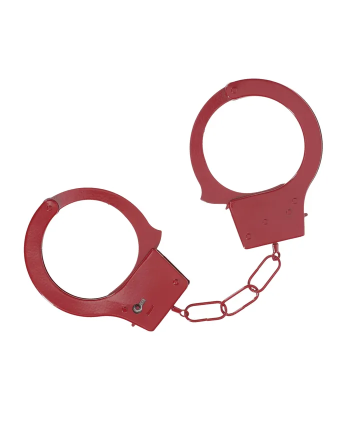Shots Ouch Classic Metal Handcuffs Red Ouch Vibrators