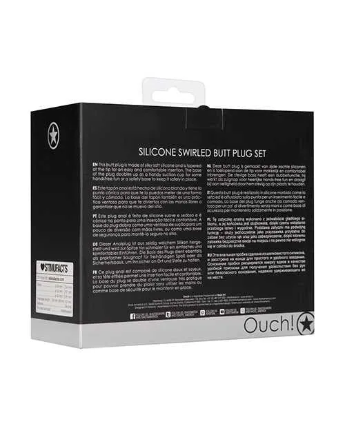 Shots Ouch Swirled Butt Plug Set Black Ouch Anal