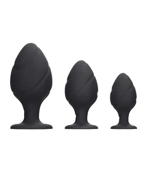 Shots Ouch Swirled Butt Plug Set Black Ouch Anal Shots Ouch Swirled Butt Plug Set Black Ouch Anal