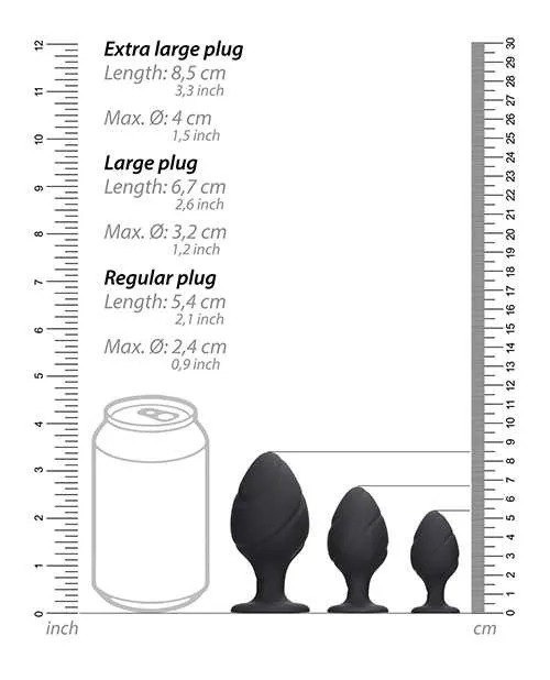 Shots Ouch Swirled Butt Plug Set Black Ouch Anal Shots Ouch Swirled Butt Plug Set Black Ouch Anal