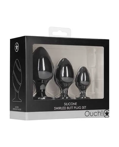Shots Ouch Swirled Butt Plug Set Black Ouch Anal Shots Ouch Swirled Butt Plug Set Black Ouch Anal
