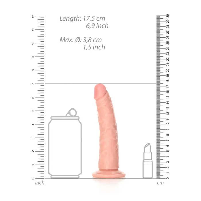 Shots Toys Female Sex Toys REALROCK Realistic 6 Slim Suction Cup Dildo