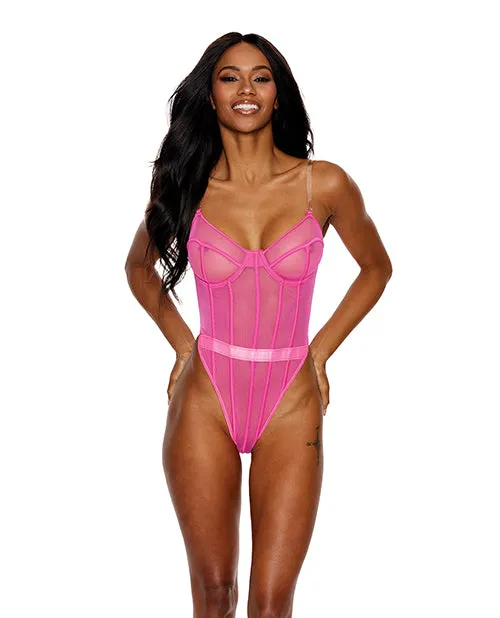 Showtime Vibrators Mesh Underwire Teddy Hot Pink XXL