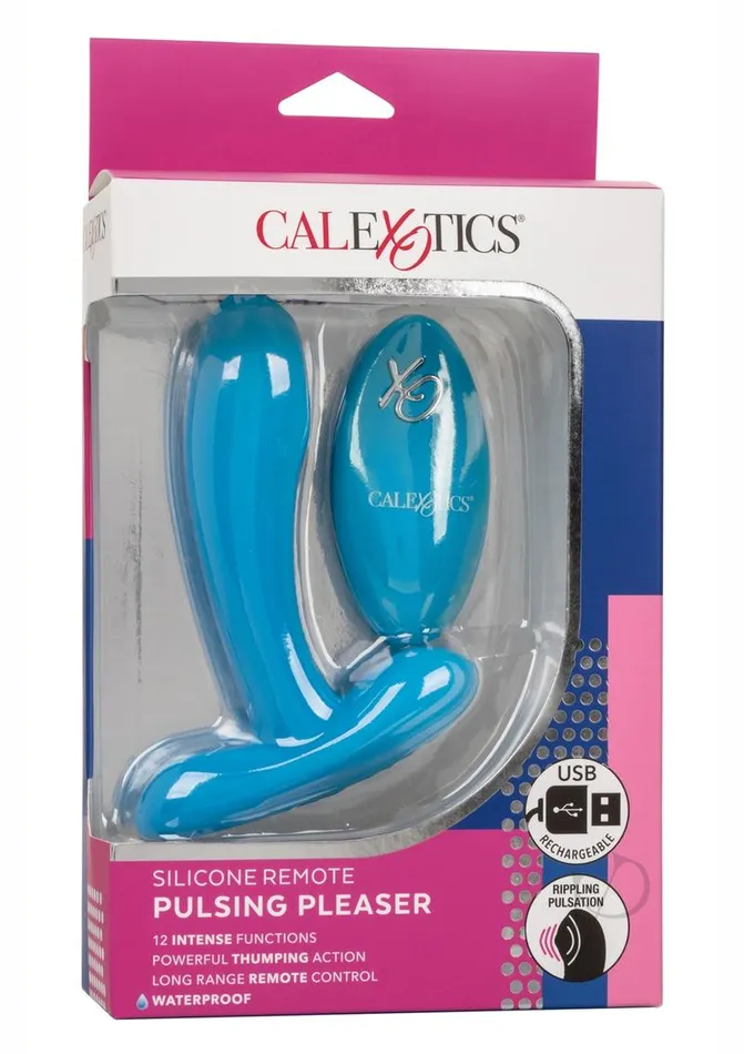 Silicone Pulsing Pleaser Rechargeable Vibrator with Remote Control Blue Remote Controlled Vibes Female Sex Toys Silicone Pulsing Pleaser Rechargeable Vibrator with Remote Control Blue Remote Controlled Vibes Female Sex Toys