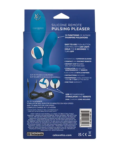 Silicone Pulsing Pleaser Rechargeable Vibrator with Remote Control Blue Remote Controlled Vibes Female Sex Toys Silicone Pulsing Pleaser Rechargeable Vibrator with Remote Control Blue Remote Controlled Vibes Female Sex Toys
