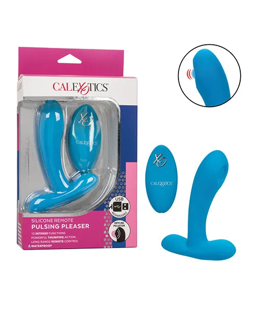 Silicone Pulsing Pleaser Rechargeable Vibrator with Remote Control Blue Remote Controlled Vibes Female Sex Toys Silicone Pulsing Pleaser Rechargeable Vibrator with Remote Control Blue Remote Controlled Vibes Female Sex Toys