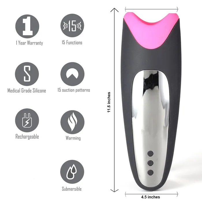 SimpleeDiscreet Male Sex Toys Piper Rechargeable Multi Function Masturbator W Suction