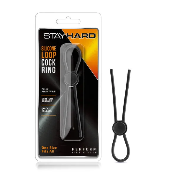 SimpleeDiscreet Male Sex Toys Stay Hard Silicone Loop Cock Ring Black