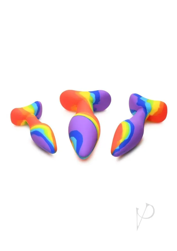 Simply Sweet Anal Simply Sweet Rainbow Silicone Butt Plug Set 3 Piece Multicolor