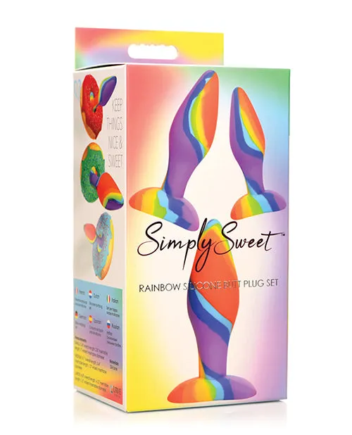 Simply Sweet Anal Simply Sweet Rainbow Silicone Butt Plug Set 3 Piece Multicolor